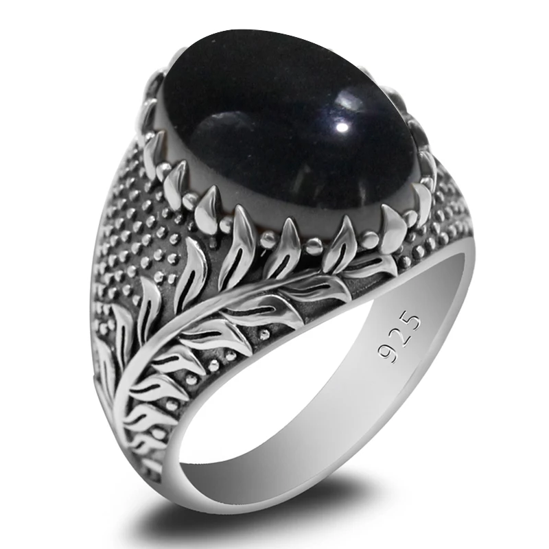 New Fashion S925 Sterling Silver Türkiye Natural Black Agate Handmade Ring for Men and Women Retro Simple Punk Luxury Party Gift
New Fashion S925 Sterling Silver Türkiye Natural Black Agate Handmade Ring for Men and Women Retro Simple Punk Luxury Party Gift