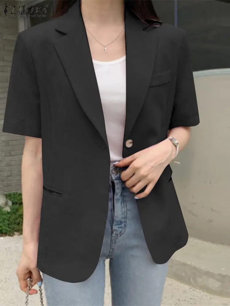 ZANZEA 2023 Fashion Notched Collar Blazer Women Casual Blazer Elegant Office Lady Short Sleeve Pockets Suit Jackets Coats Femme
ZANZEA 2023 Fashion Notched Collar Blazer Women Casual Blazer Elegant Office Lady Short Sleeve Pockets Suit Jackets Coats Femme