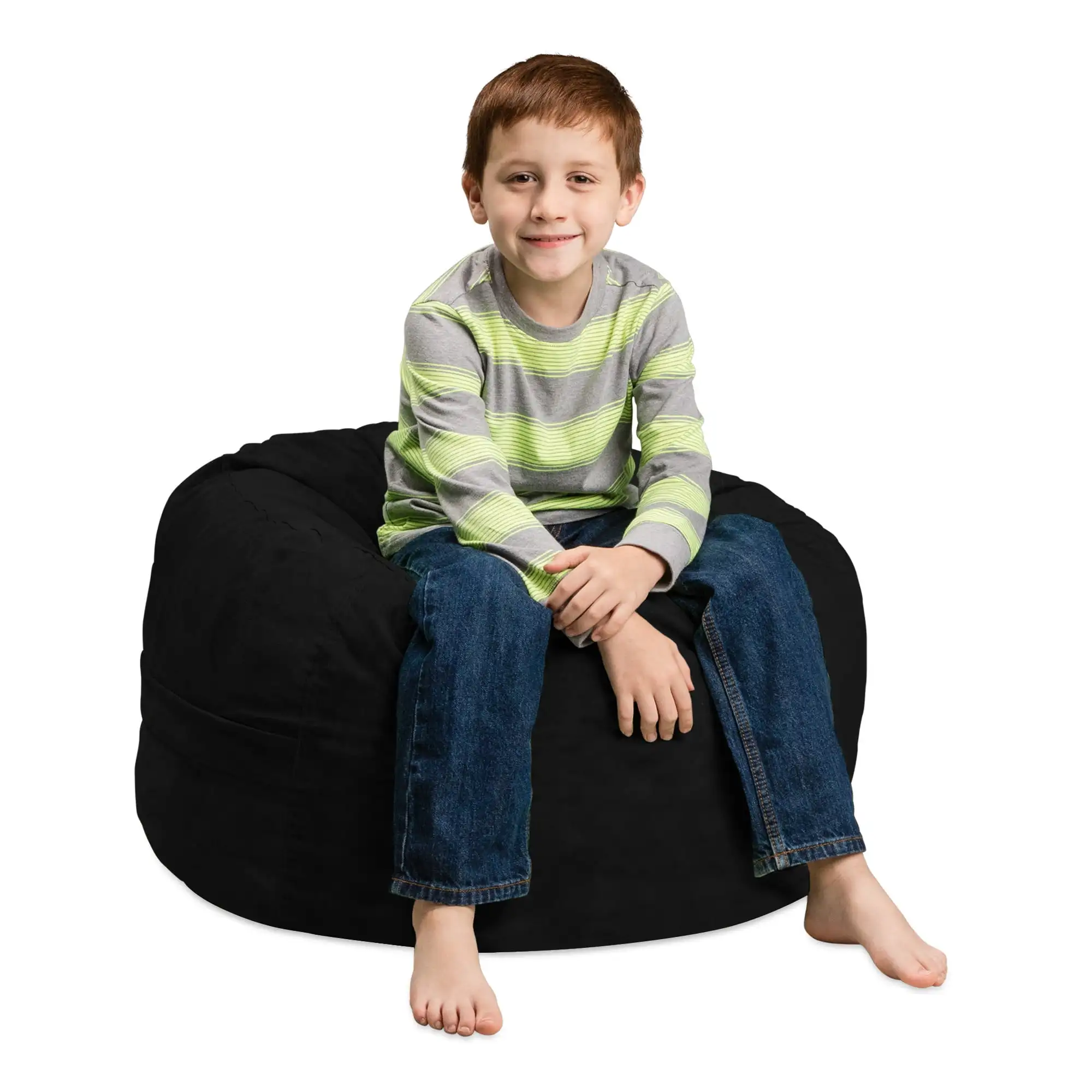 

Memory Foam Bean Bag Chair, Lounger Round Fluffy Couch Cozy BeanBag Chairs with Microsuede Cover, Kids, 2 ft, Black