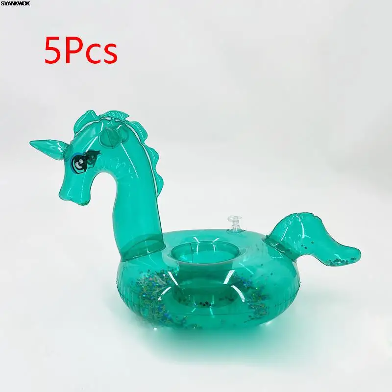 

5PCS Mini fanny Inflatable Transparent floating toys donut strawberry palm trees ETC Cup Holder Swimming Pool Bathing Beach Toys