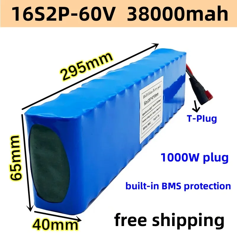Free shipping 60V 16S2P 38Ah 18650 lithium-ion battery pack 67.2V 38000mAh electric bicycle scooter with BMS 1000W BMS+charger
Free shipping 60V 16S2P 38Ah 18650 lithium-ion battery pack 67.2V 38000mAh electric bicycle scooter with BMS 1000W BMS+charger