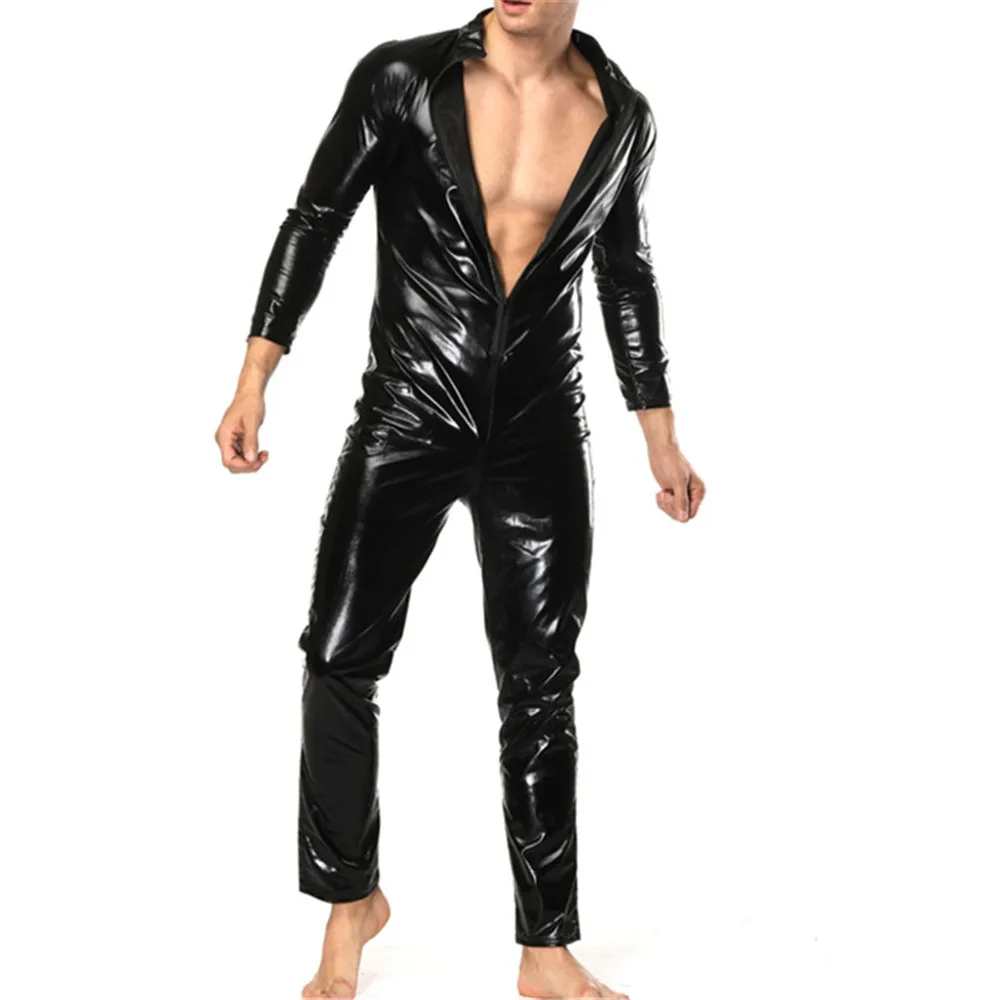 Men's Wetlook Faux Leather Lingerie Jumpsuits Sexy Open Crotch Tights Catsuit Suit Male Fetish Costume Clubwear Bodysuit
Men's Wetlook Faux Leather Lingerie Jumpsuits Sexy Open Crotch Tights Catsuit Suit Male Fetish Costume Clubwear Bodysuit
