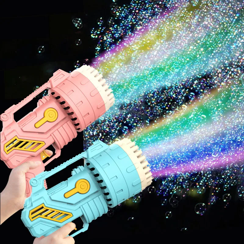 

69 Holes Rocket Bubbles Machine Pomperos Toys Bubble Gun Rocket Launcher Shape Automatic Blower Soap Toys Kids Children Toy Gift