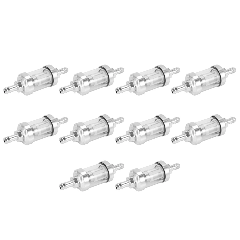 10X Universal Chrome Glass Fuel Petrol Crude Oil Engine Inline Filter 5/16 Inch 8Mm Silver For Motorcycles
10X Universal Chrome Glass Fuel Petrol Crude Oil Engine Inline Filter 5/16 Inch 8Mm Silver For Motorcycles