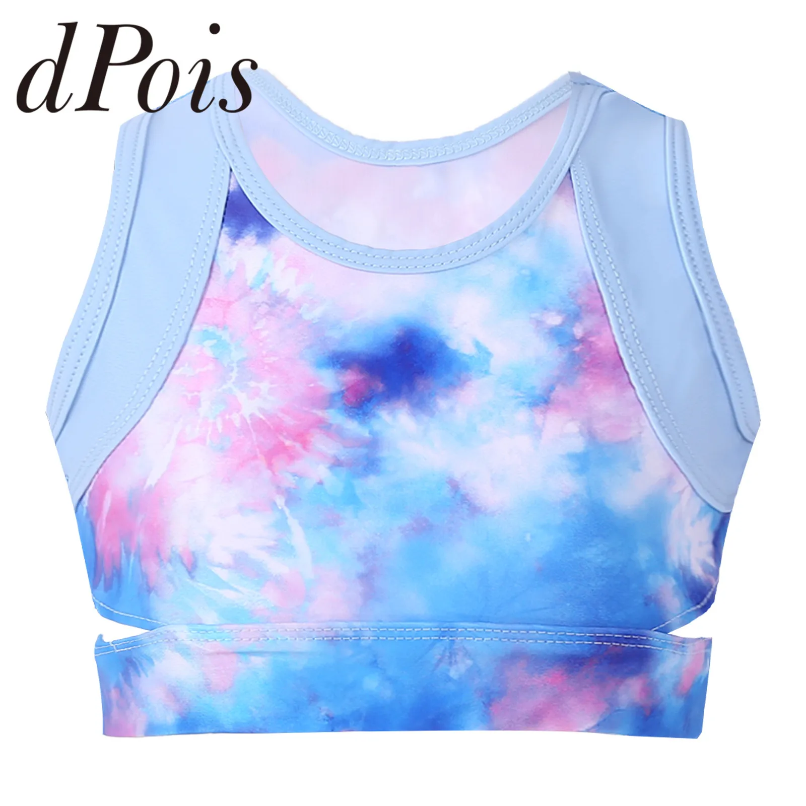 

Teen Girls Colorful Ballet Dance Tank Top Gymnastics Dancewear for Yoga Running Gym Workout Kids Tie-dye Crop Top Tanks Vest