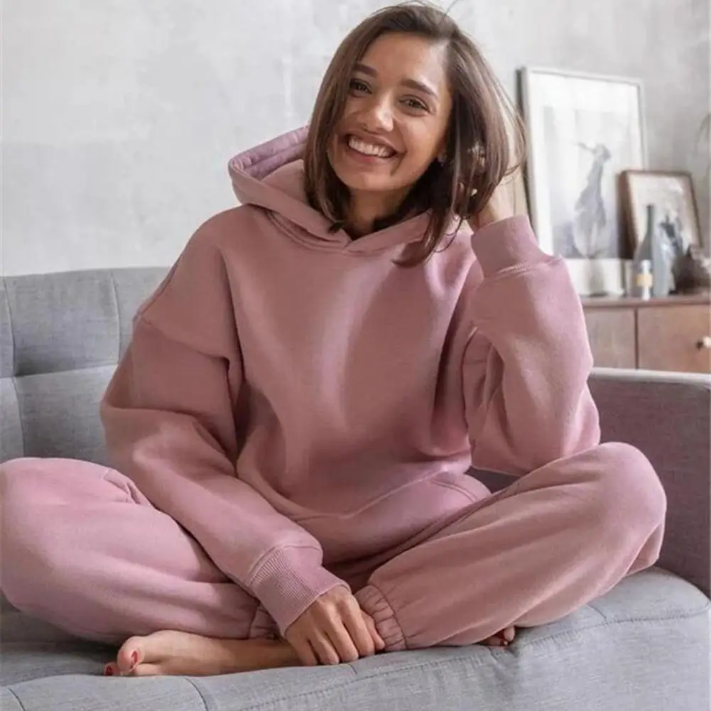 Sweatshirt 2 Pcs/Set Chic Loose Winter Hoodie Pants Set Pocket Lady Hoodie Pants Set Thick for Jogging
Sweatshirt 2 Pcs/Set Chic Loose Winter Hoodie Pants Set Pocket Lady Hoodie Pants Set Thick for Jogging
