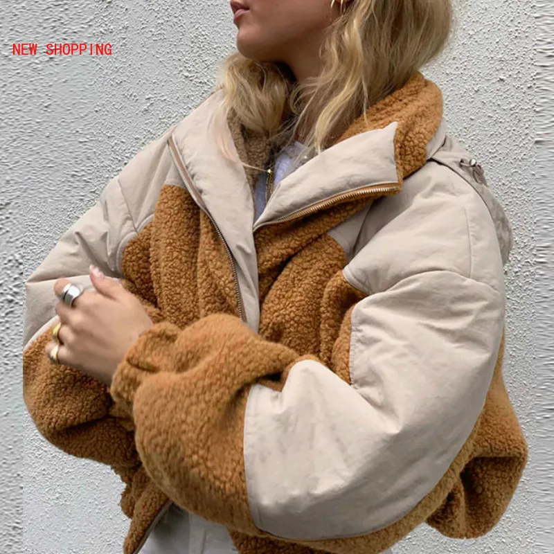 Patchwork Teddy Bubble Parkas Women Winter Thick Warm Cotton Coats High Quality Outwear Fur Trim Hooded Faux Fur Jacket Coats
Patchwork Teddy Bubble Parkas Women Winter Thick Warm Cotton Coats High Quality Outwear Fur Trim Hooded Faux Fur Jacket Coats