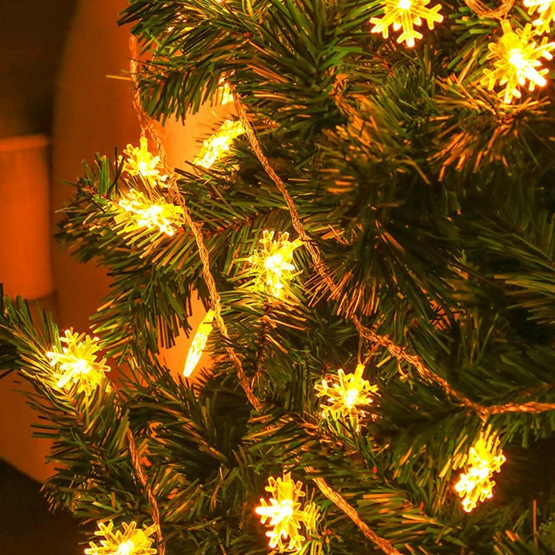

LED Snowflake String Light Outdoor For Christmas Garden Decor For Holiday Lighting Decor Wedding Decor Light 1.5M 10Lamp Durable