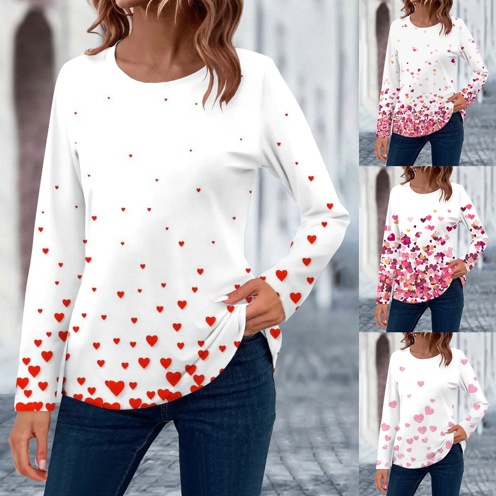 Women's Long Sleeved Round Neck Valentine's Day Red Heart Printed Top Fitness Clothes for Women Straight Neckline Top
Women's Long Sleeved Round Neck Valentine's Day Red Heart Printed Top Fitness Clothes for Women Straight Neckline Top