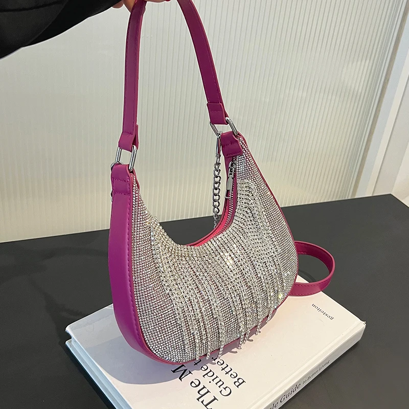 Женская сумка Хобо со стразами, роскошная женская сумка-клатч с кисточкой, Брендовая женская сумка через плечо, сумка-мессенджер из искусственной кожи 
Женская сумка Хобо со стразами, роскошная женская сумка-клатч с кисточкой, Брендовая женская сумка через плечо, сумка-мессенджер из искусственной кожи