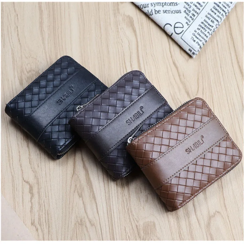 

2024 New Short Wallet Braided Korean Youth Men's Horizontal Wallet Multi-card Trend Card Holder