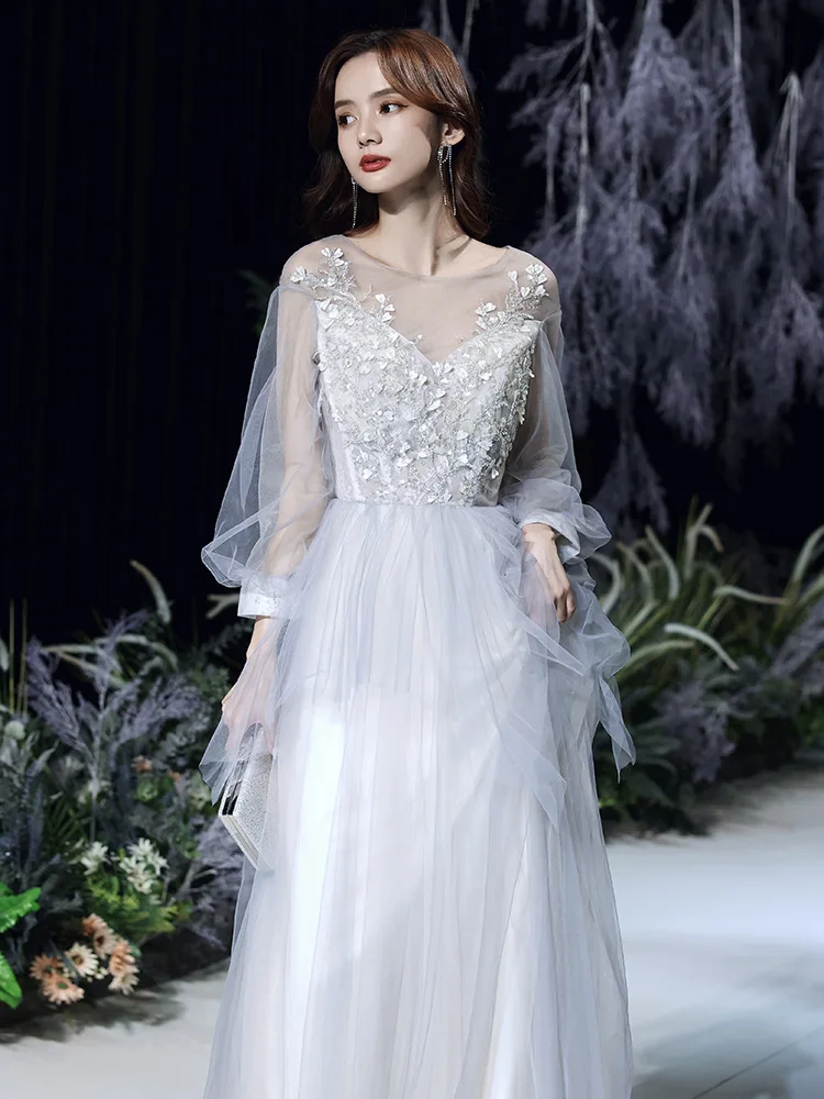 Женское коктейльное платье с аппликацией из тюля, элегантное современное вечернее платье на молнии с круглым вырезом и длинным рукавом и высокой талией для выпускного вечера
Женское коктейльное платье с аппликацией из тюля, элегантное современное вечернее платье на молнии с круглым вырезом и длинным рукавом и высокой талией для выпускного вечера