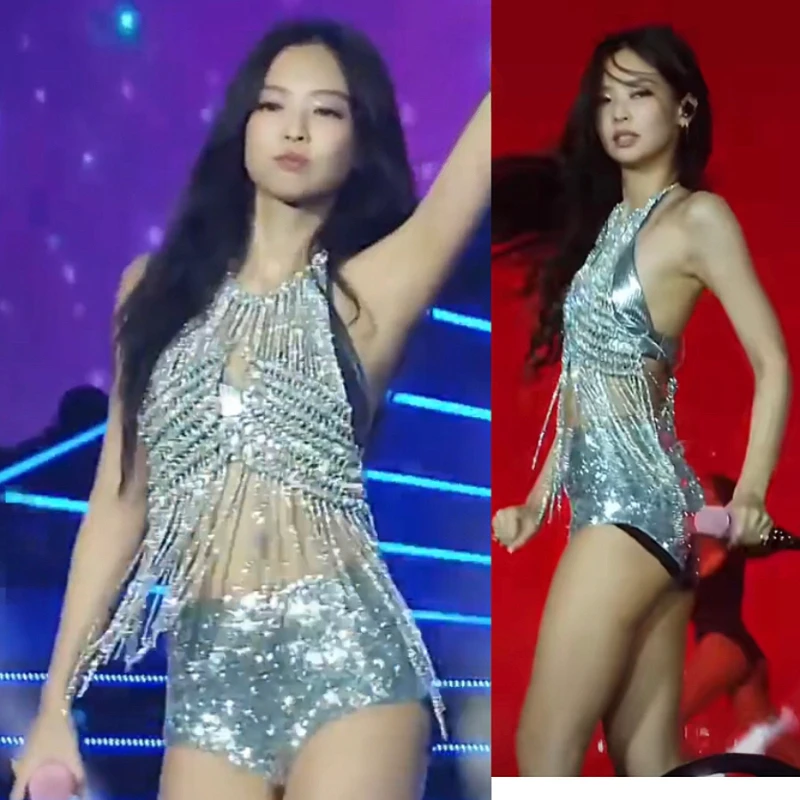 

Kpop корейский певец Дженни концерт пикантный жилет без рукавов с бахромой на бретелях облегающие кроп-топы горячие девушки обтягивающие шорты женский комплект из двух предметов