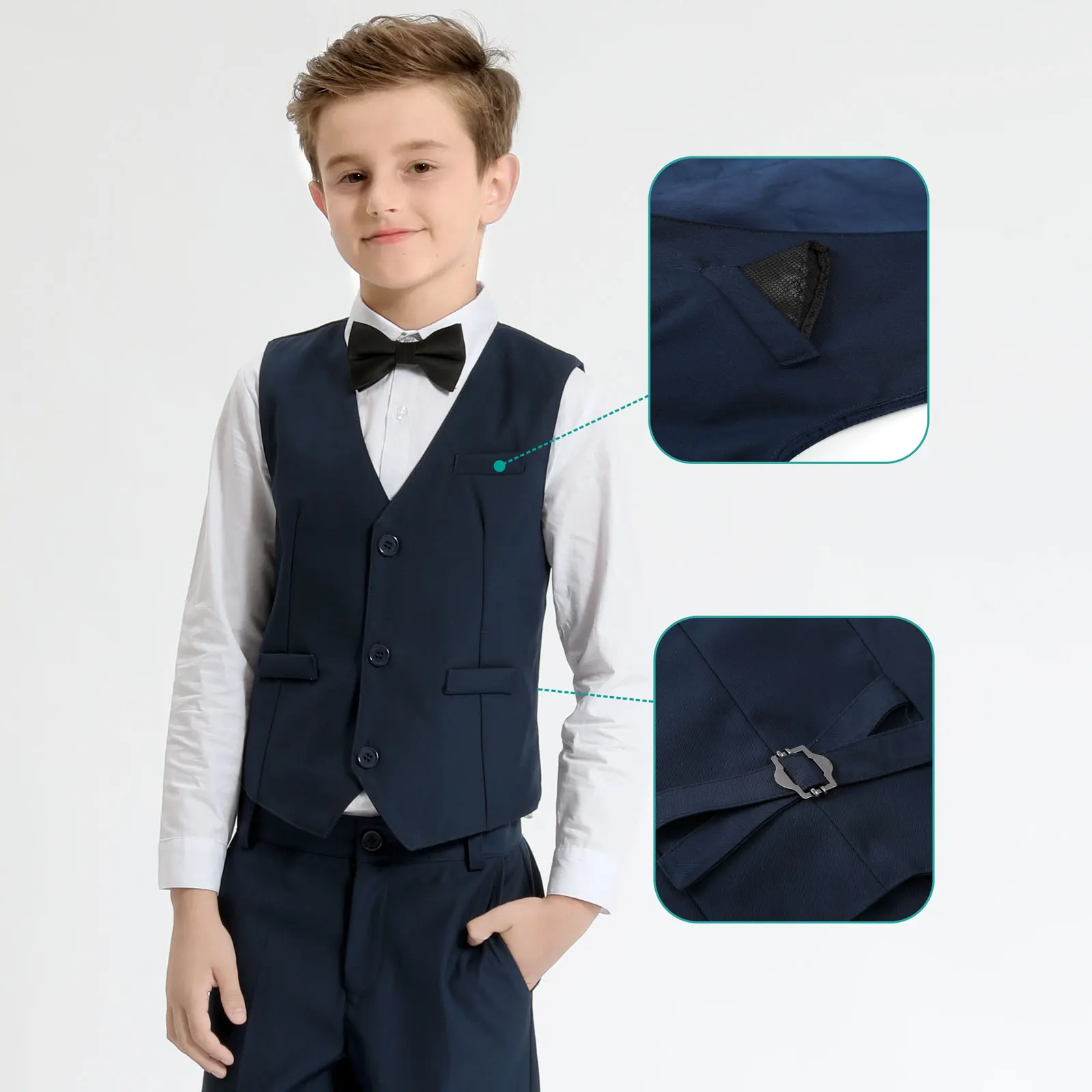 Fashion Kids Boys Suits Clothes Wedding Formal Dress Suit Vest and