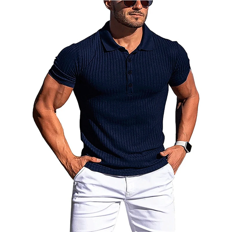 

Новинка 2023, Брендовые мужские футболки-поло MRMT, высокоэластичная рубашка-поло с вертикальным рукавом, мужские спортивные топы, облегающая вязаная футболка