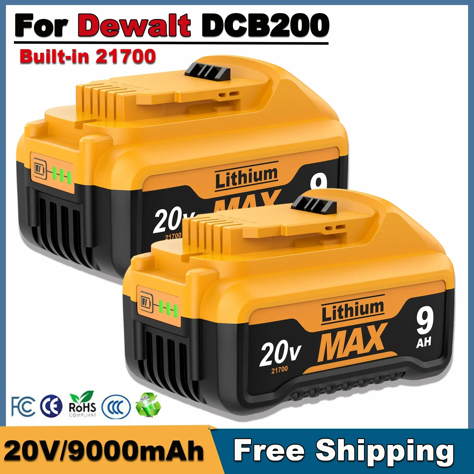 For Dewalt 20V DCB200 Replacement Battery Built-in 21700 Battery 20V MAX Li-ion Rechargeable Power Tool Battery
For Dewalt 20V DCB200 Replacement Battery Built-in 21700 Battery 20V MAX Li-ion Rechargeable Power Tool Battery
