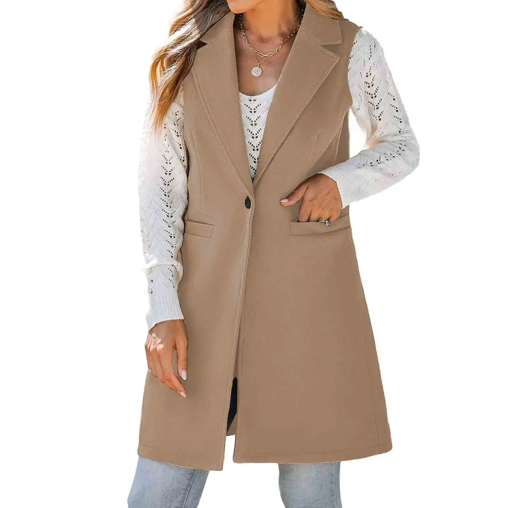 Fashion Ladies Woolen Suit Vest Coat For Women Single Button Long Streetwear Sleeveless Jacket Waistcoat Outdoor Coats Clothing
Fashion Ladies Woolen Suit Vest Coat For Women Single Button Long Streetwear Sleeveless Jacket Waistcoat Outdoor Coats Clothing