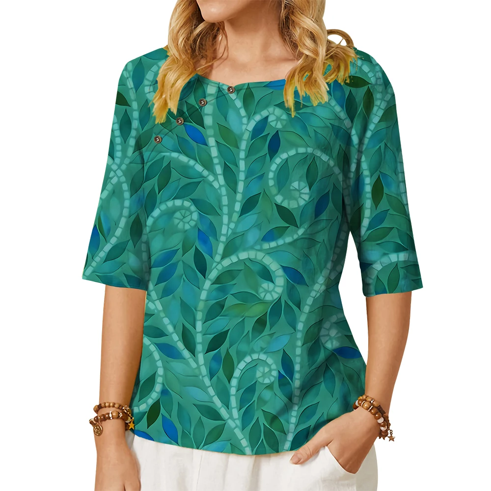 CLOOCL Women T-shirt Beautiful Plant Leaves 3D Graphics Print Tees Button Decorate Loose Middle Sleeve Female Casual O-Neck Tops
CLOOCL Women T-shirt Beautiful Plant Leaves 3D Graphics Print Tees Button Decorate Loose Middle Sleeve Female Casual O-Neck Tops