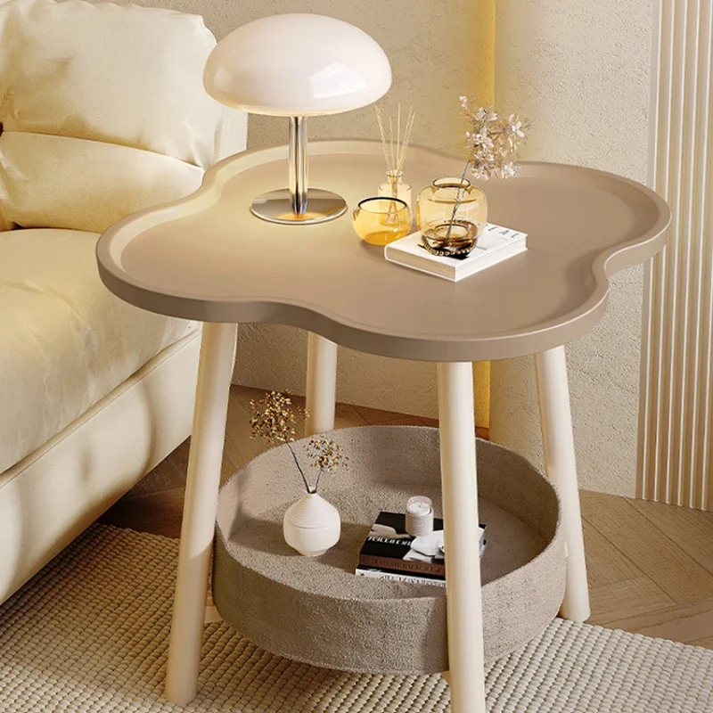 

Cream Style Bedside Table Minimalist Bedroom Storage Rack Mini Side Cabinets Cute Mobile Desk Exquisite Home Furnishings