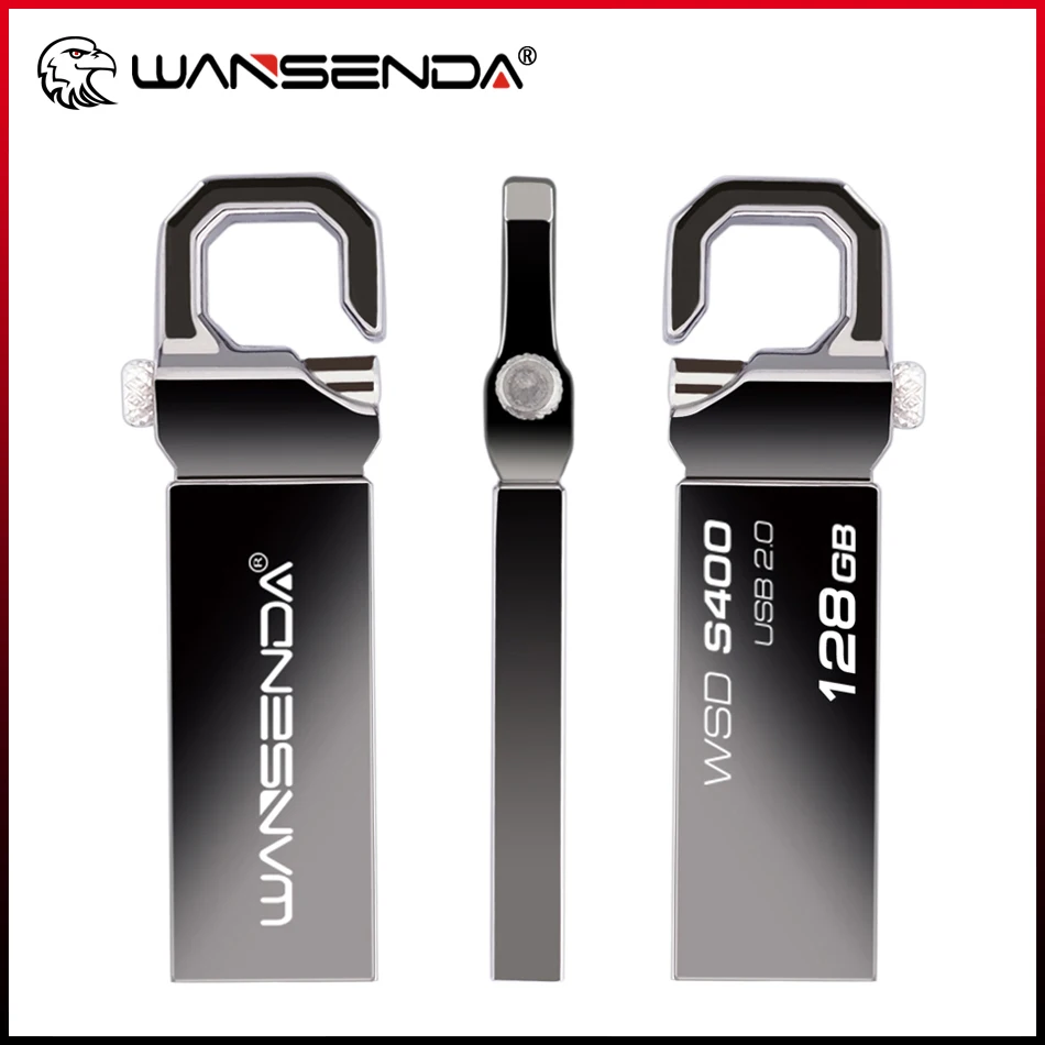 

WANSENDA Metal USB Flash Drive 128GB 64GB 32GB 16GB 8GB Key Chain Pen Drive Waterproof USB 2.0 Memory Stick Flash Drive Pendrive