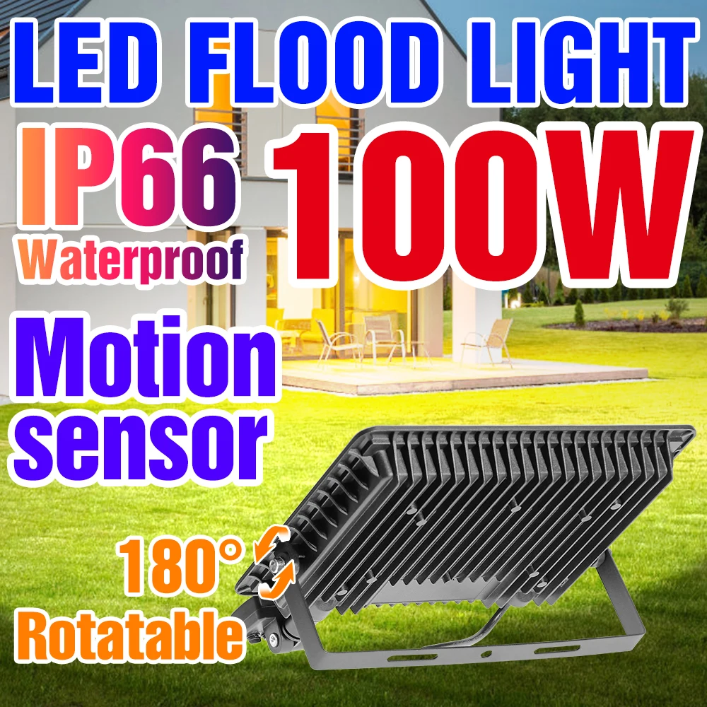 

IP66 LED Floodlight Waterproof Garden Reflector Flood Light Exterior Spotlight PIR Motion Sensor Street Lamp Outdoor Lighting