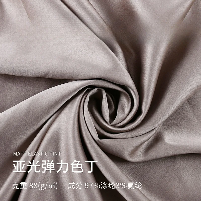 

High-Density Matte Elastic Satin Artificial Silk Fabric Soft Pajamas Wedding Dress Headdress Eye Mask Lining