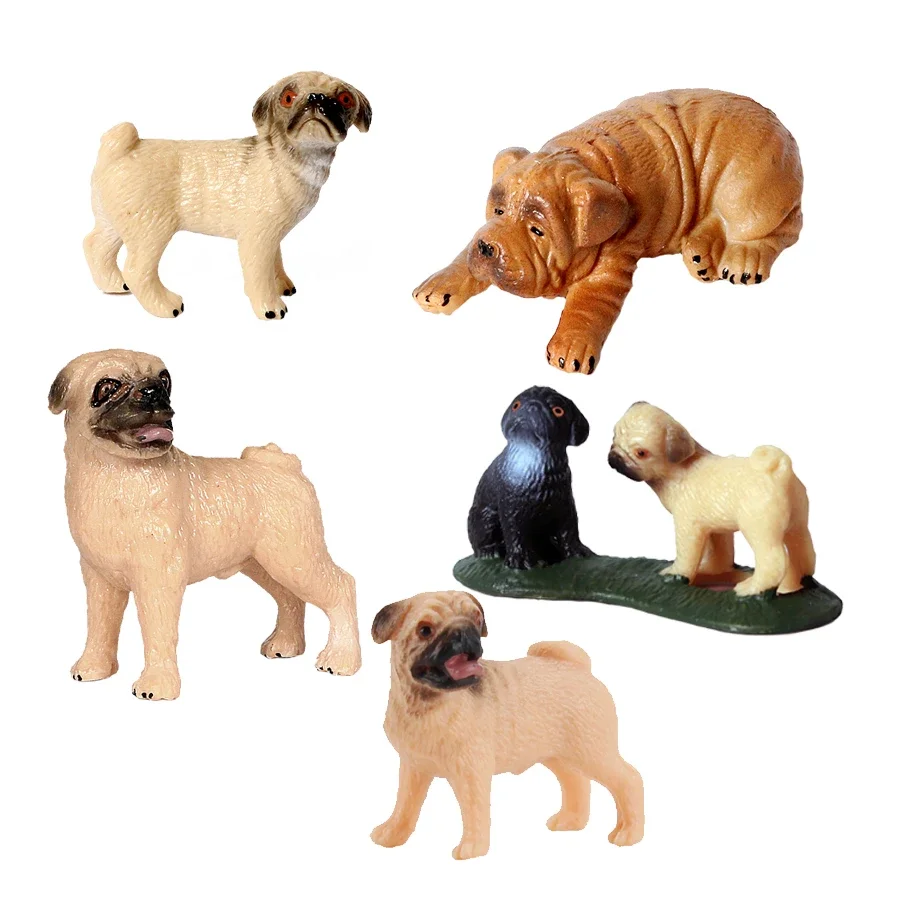 

Simulation Plastic Animal Figurine Cute Pet Dog Figures Shar Pei Playset Family Animal Model Collectible Decoration Kid Toy Gift