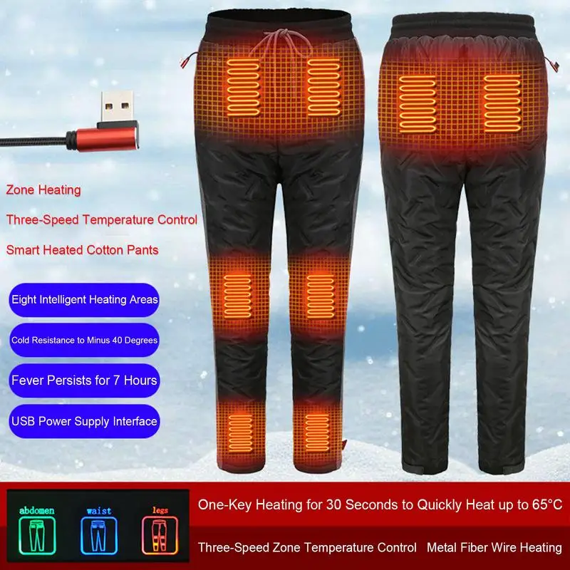 Unisex Heated Pants USB 8 Zones Heat Pants Winter Warm 3 Temperature Control Outdoor Skiing Fishing Motorcycle Heated Trousers
Unisex Heated Pants USB 8 Zones Heat Pants Winter Warm 3 Temperature Control Outdoor Skiing Fishing Motorcycle Heated Trousers