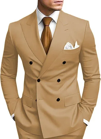 طقم ملابس رجالي مكون من قطعتين مزدوج الصدر، بدلة مزدوجة الشق لفساتين الزفاف، بدلة كاجوال للتخرج طقم ملابس رجالي مكون من قطعتين مزدوج الصدر، بدلة مزدوجة الشق لفساتين الزفاف، بدلة كاجوال للتخرج