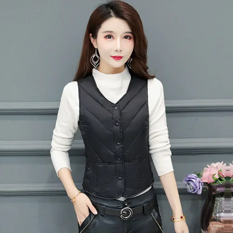 

Woman Jacket Vest Autumn Winter down Cotton-Padded Inner Wear Liner Close-Fitting Women Chaleco Mujer