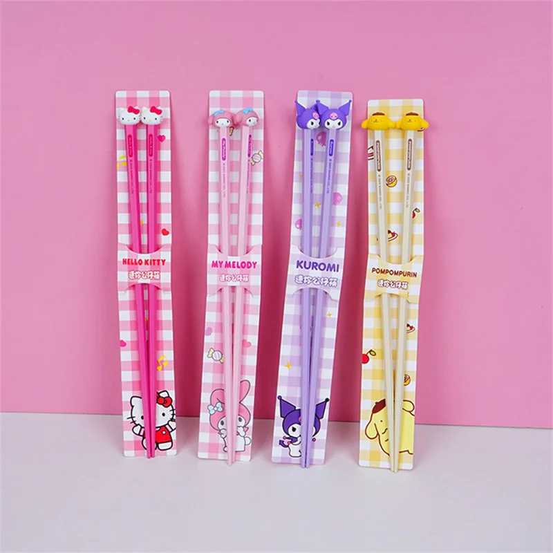 

Sanrio Kawaii My Melody Chopsticks Hello Kitty Kuromi Anime Cartoon Creative Children Students Mini Doll Cute Portable Tableware