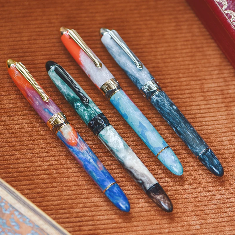 

New Hot Nahvalur Horizon Series Piston Colorful Resin Fountain Pen Fine Nib High-end Business Gift Writing