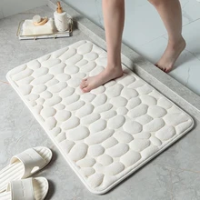 

Non-Slip Bath Mat Cobblestone Embossed Bathroom Carpet Shower Room Doormat Memory Foam Absorbent Floor Mat Rugs For Home