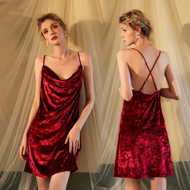Sexy Bow Women's Pajamas Sleepwear Velvet Women Sexy Lingerie Underwer Dress Spaghetti Babydoll Nightgowns Nightdress Robe Femme
Sexy Bow Women's Pajamas Sleepwear Velvet Women Sexy Lingerie Underwer Dress Spaghetti Babydoll Nightgowns Nightdress Robe Femme