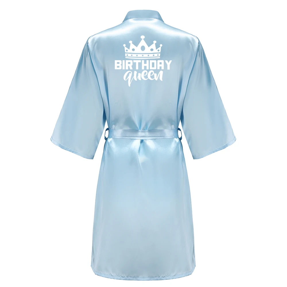 Birthday Party Queen Squad Robes Satin Pajamas Dressing Gown White Writing Kimono Rose Gold Bathrobe Birthday Party Queen Squad Robes Satin Pajamas Dressing Gown White Writing Kimono Rose Gold Bathrobe