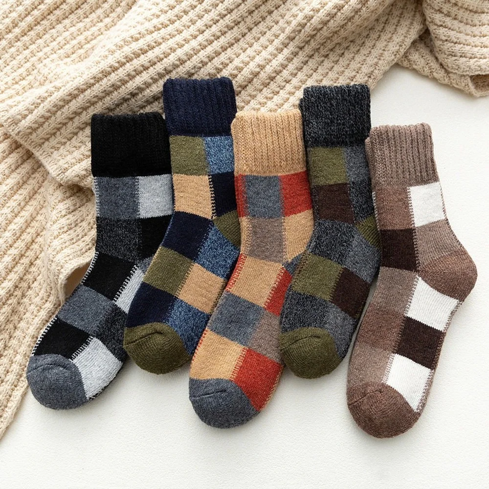5 Pairs Winter New Thickened Men's Terry Rabbit Wool Socks Breathable Warm Ethnic Style Grid Casual Men Socks
5 Pairs Winter New Thickened Men's Terry Rabbit Wool Socks Breathable Warm Ethnic Style Grid Casual Men Socks