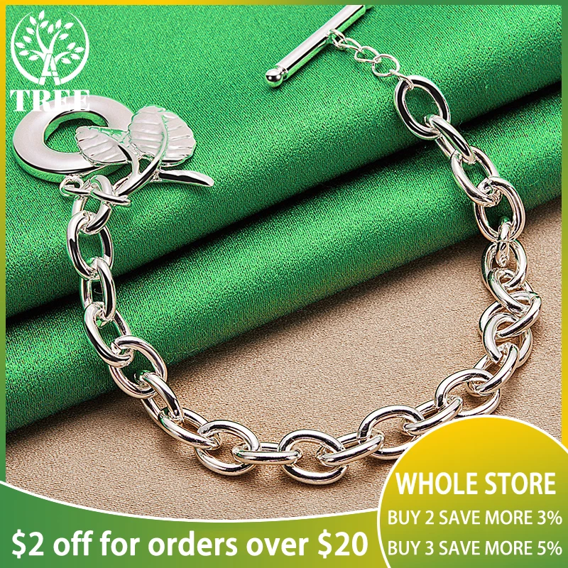 ALITREE 925 Sterling Silver Leaves Chain Bracelets For Women Charm Jewelry Wedding Christmas Birthday Party Gifts Free Shipping
ALITREE 925 Sterling Silver Leaves Chain Bracelets For Women Charm Jewelry Wedding Christmas Birthday Party Gifts Free Shipping