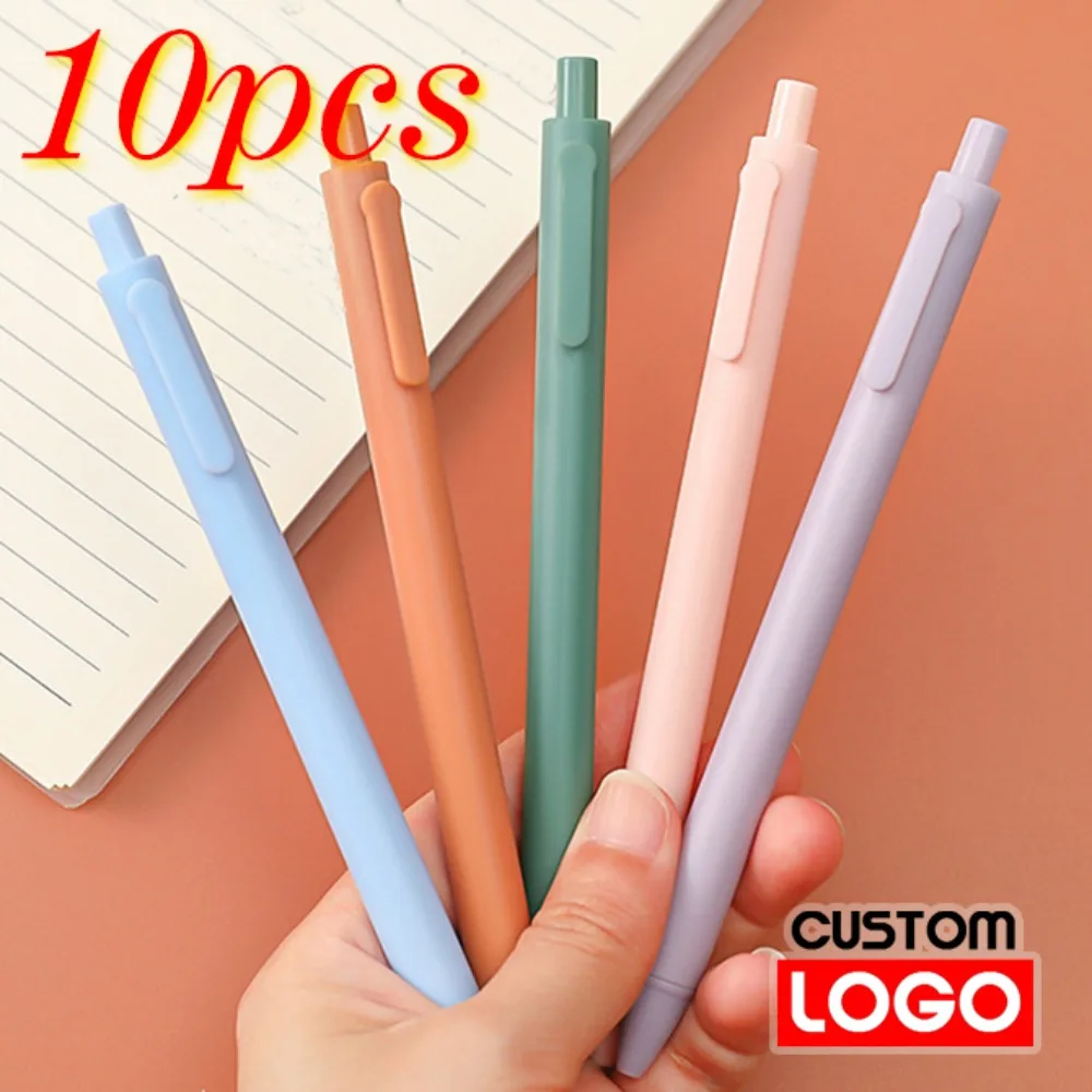 

10pcs Gel Pen Custom LOGO Office Signature Pen Students Stationery Advertising Gift Pen Lettering Engraved Name Wholesale