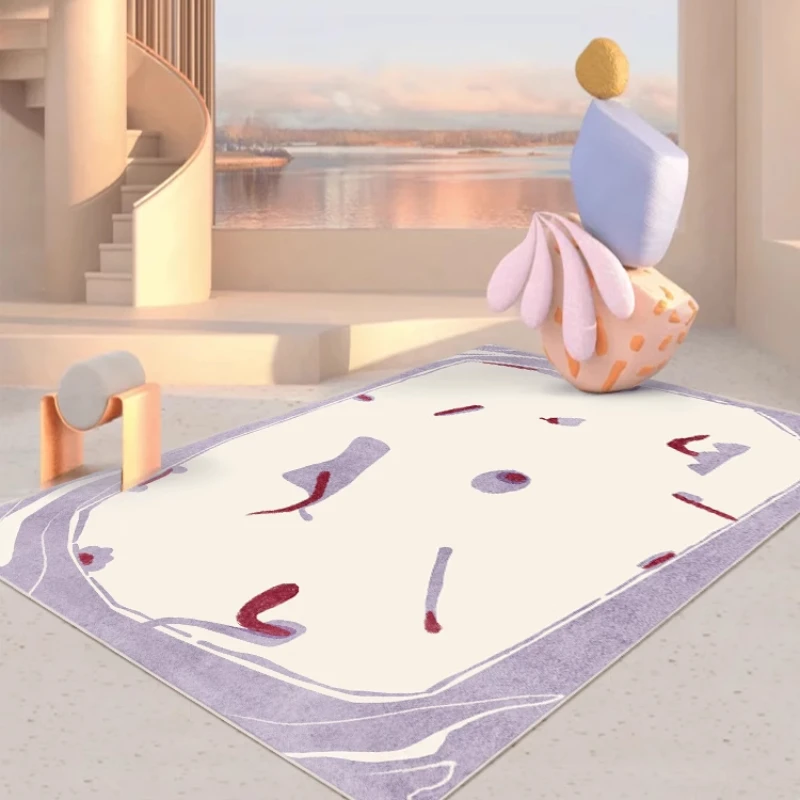 

Современный художественный декоративный абстрактный ковер для гостиной, фиолетовые Коврики для спальни, роскошный мягкий прикроватный коврик, домашний нескользящий напольный коврик