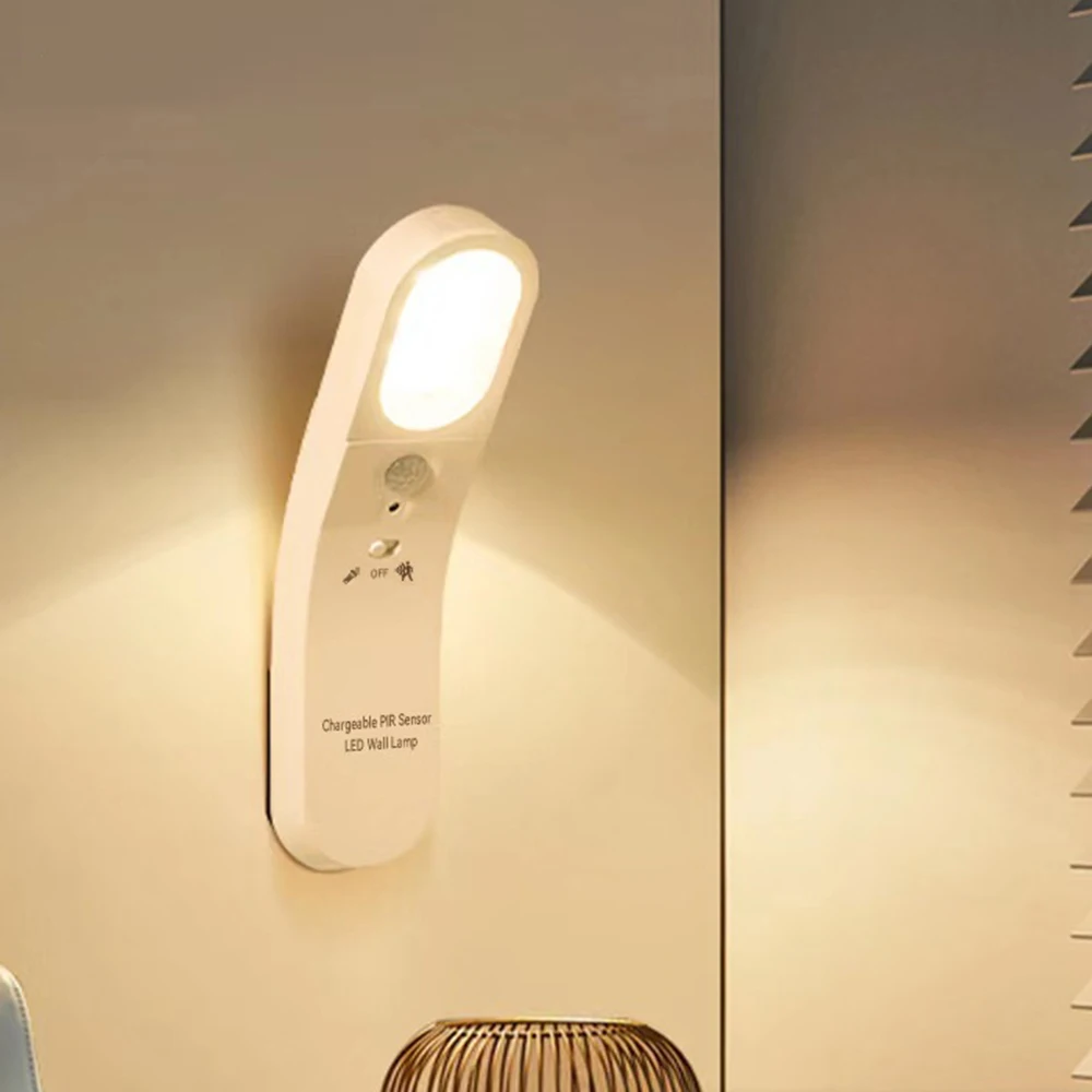 

Лампа с датчиком движения со встроенным USB, Индукционная перезаряжаемая батарея для человеческого тела, горячее/холодное освещение, USB-ночник, фонарь с датчиком