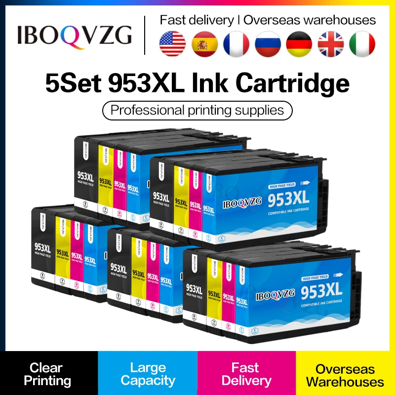 Сменный чернильный картридж IBOQVZG 953XL 953, новейший чип для принтера HP Officejet Pro 7740 8210 8218 8710 8715 8716 8718
Сменный чернильный картридж IBOQVZG 953XL 953, новейший чип для принтера HP Officejet Pro 7740 8210 8218 8710 8715 8716 8718