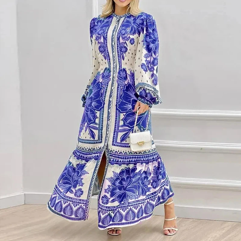 Autumn Ladies Single Breasted Long Sleeve Elegant Dress Vintage Flower Print Long Dress 2024 Ethnic Style Slim Waist Split Dress
Autumn Ladies Single Breasted Long Sleeve Elegant Dress Vintage Flower Print Long Dress 2024 Ethnic Style Slim Waist Split Dress