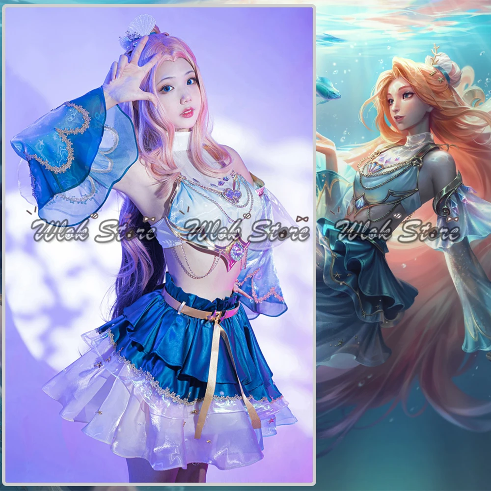 Игровой костюм для косплея LOL Ocean Song Seraphine, заколки для волос в виде ракушек, Женский костюм на Хэллоуин, Костюмы для ролевых игр, обувь для париков
Игровой костюм для косплея LOL Ocean Song Seraphine, заколки для волос в виде ракушек, Женский костюм на Хэллоуин, Костюмы для ролевых игр, обувь для париков