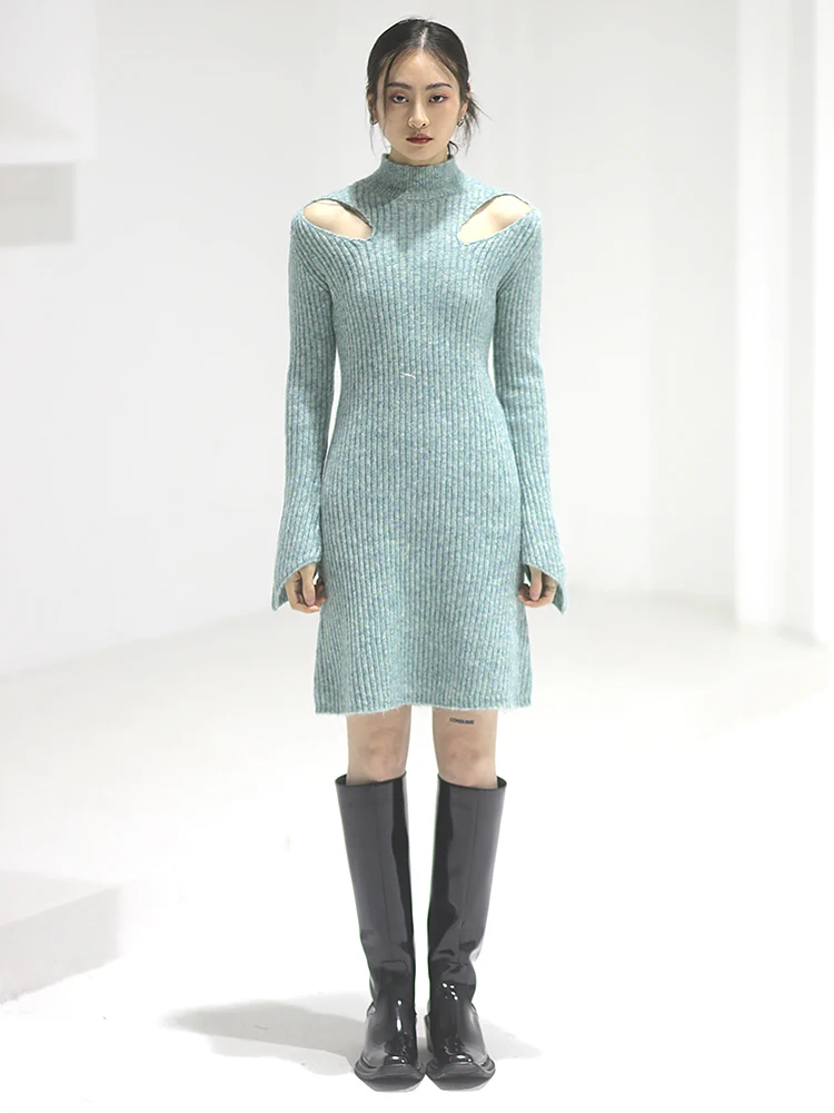 Women Openwork Knee-length Dress High Neck Sweater Knitted Dress Loose Fashion Autumn Winter Women's 2022 Dress for Women
Women Openwork Knee-length Dress High Neck Sweater Knitted Dress Loose Fashion Autumn Winter Women's 2022 Dress for Women