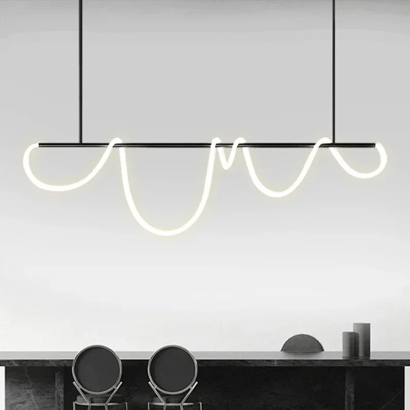 

Italian Minimalist Chandelier Living Room Creative Bar Bedroom Line Restaurant Led Light Hanging Lighting DIY Pendant Lamp Home