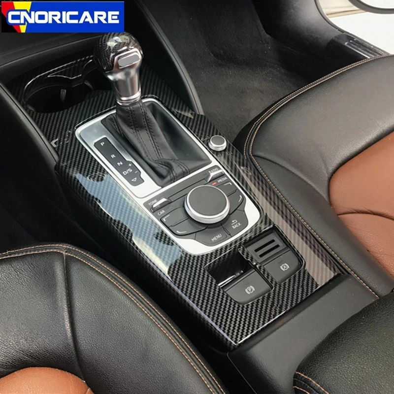 

Carbon Fiber Color Car Center Console Gear Shift Panel Decoration Sticker Trim For Audi A3 8V 2014-18 LHD ABS Interior Styling