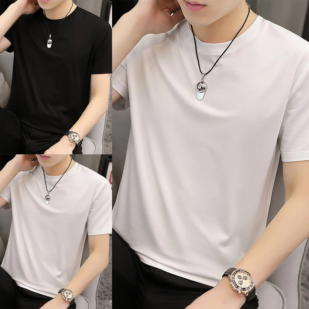 Fashion Mens Seamless Thin Comfortable Undershirts Stretch Round-Neck Basic Breathable Tops Summer Male T Shirt Black White
Fashion Mens Seamless Thin Comfortable Undershirts Stretch Round-Neck Basic Breathable Tops Summer Male T Shirt Black White