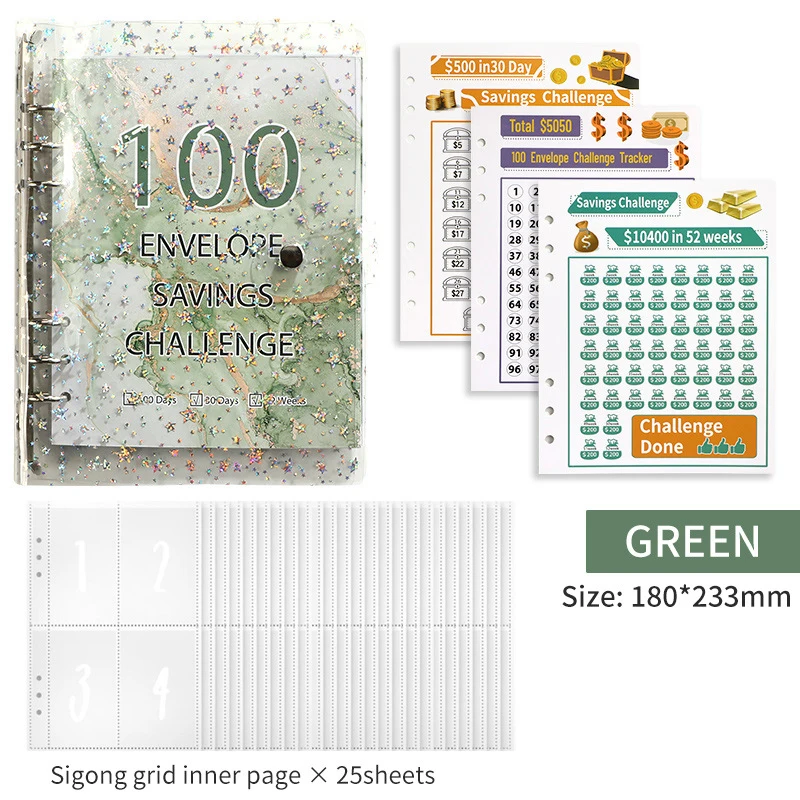 

100 Envelope Challenge Binder Save Savings Challenges Loose-Leaf Binder Budget Binder With Cash Envelopes Money Organizer System