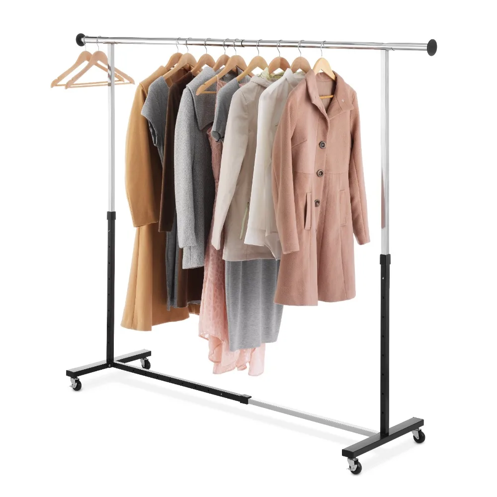 

Adjustable Rolling Expandable Garment Rack Portable Clothes Hanger Metal Black and Chromefreight Free Storage Home Organization