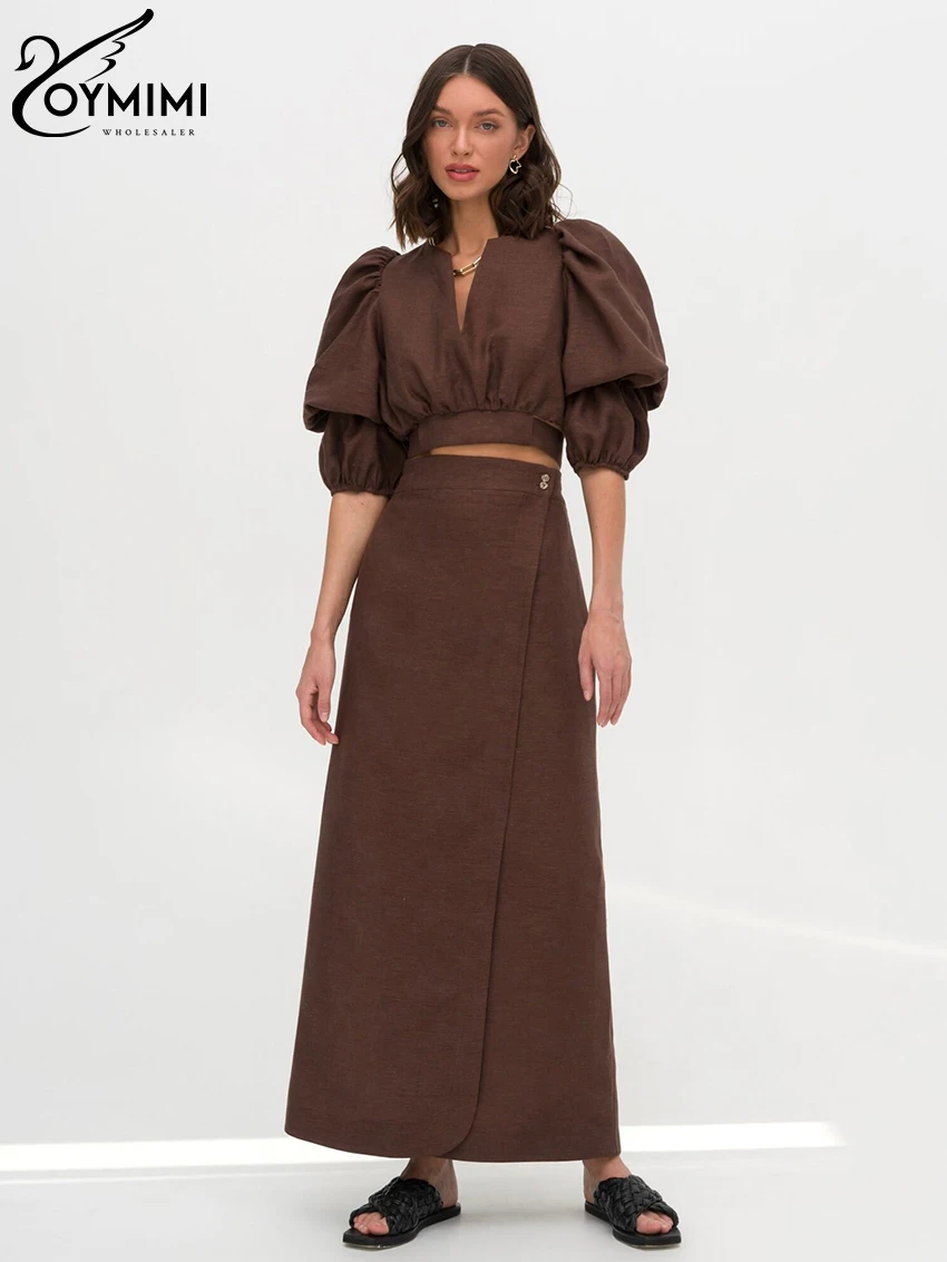 Oymimi Fashion Slim Brown Linen 2 Piece Sets Women Outfit Elegant Long Sleeve Lace-Up Top With High Waist Long Skirts Set Female
Oymimi Fashion Slim Brown Linen 2 Piece Sets Women Outfit Elegant Long Sleeve Lace-Up Top With High Waist Long Skirts Set Female